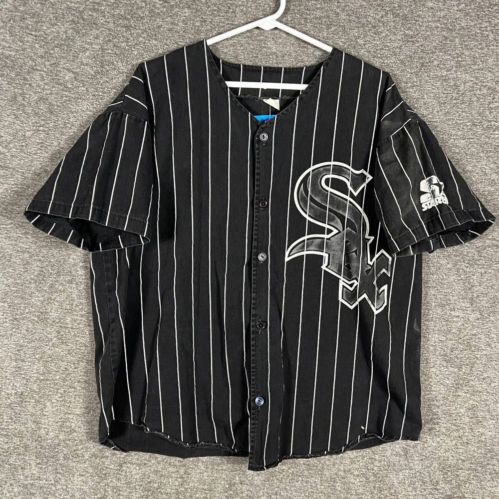 Vintage Starter‎ Chicago White Sox Baseball Jersey Mens L Striped